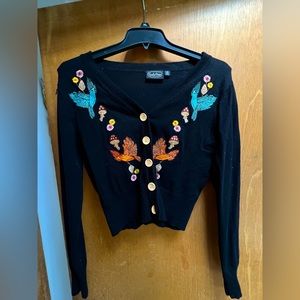 Voodoo Vixen Cardigan woodland creatures black